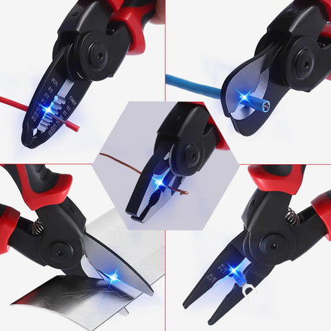Multipurpose Wire Strippers And Crimping Pliers With Quick Change Heads For DIYers And Home Pros, ergonomic grip, rust-resistant steel