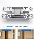 2 Pack 6 Inch Hidden Door Hinges Heavy Duty Matte Silver Zinc Alloy Smooth Swing Built Like A Tank For Interior Doors And Cabinets Pain Free Install Solid Hardware from top view.