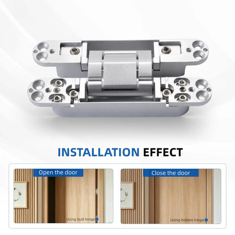2 Pack 6 Inch Hidden Door Hinges Heavy Duty Matte Silver Zinc Alloy Smooth Swing Built Like A Tank For Interior Doors And Cabinets Pain Free Install Solid Hardware from top view.