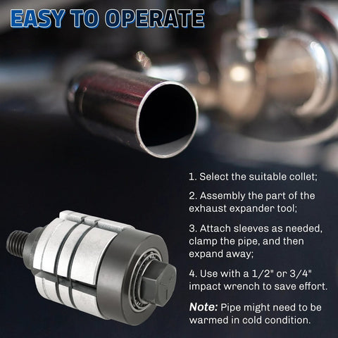 weyleity Exhaust Pipe Expander Tool Set, 28mm exhaust stretcher for tail pipe, 1-5/8 to 4-1/4 in range, metal automotive tool