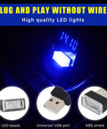 USB Car Interior Atmosphere Light Kit, 4 Pack Plug In Ambient LED Night Lamps For Most Cars, Portable USB Decor Lighting image
