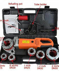 No Sweat 2300W Electric Pipe Threader With Six Die Head Kit Smooth Threading Machine For Half To Two Inch Steel Conduit And Copper Piping Tools components in case.