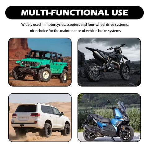 Multi-functional use for motorcycles, scooters, and vehicles with 5 Piece Motorcycle Brake Bleeder Kit With Hose, 100ml Syringe, Clamp And Screws.