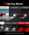 Rechargeable Beast 1200 Lumen Work Light With 160 Degree Swivel Head Magnetic Base And Hooks Dual COB Flood Light And LED Spotlight 6 Modes diagram