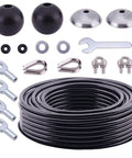 Replacement Cable Kit For Lat Pulldown And Low Row Machines, 32.8 Ft 5.0mm PU Coated Steel Wire Rope, 17-Piece Set With Hooks and Thimble