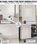 Sleek Quick Swap Access Panel 10X18 Inch Featuring Magnetic Aluminum Frame And Tough Galvanized Steel For Drywall Ceiling Plumbing Electrical HVAC Jobsite Renovation Smooth Install in bathroom and garage settings.