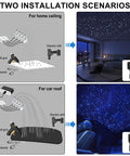 Split 4 Colors 12W Car Starlight Headliner Kit installation scenarios for home ceiling and car roof with fiber optic lights