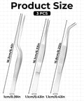 Pro Grade Garden Tweezers Set Of 3 Stainless Steel Plant Tweezers With Straight And Curved Tips, Dope Precision Bonsai Tools For Indoor Outdoor Gardening, Kitchen And More, 6.22In, 6.33In, 6.4In product size chart