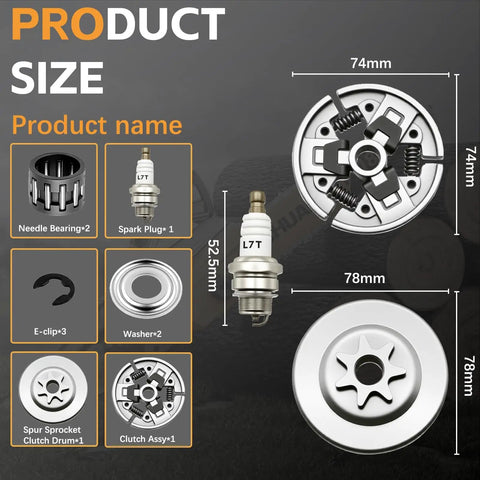 Diagram showing components of Three Eighths Inch 7 Tooth Sprocket Clutch Drum Bearing Kit For Stihl Chainsaws MS290 MS310 MS390 MS029 MS039.