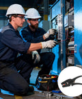 Electricians using Super Easy Automatic Wire Stripper Tool Self Adjusting 7-32 Awg for precise stripping on wires.