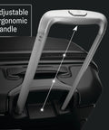 Adjustable ergonomic handle on Samsonite hard shell carry-on luggage