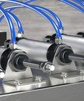 Heavy Duty Workhorse 25mm Bore 125mm Stroke Aluminum Pneumatic Air Cylinder With Y Connector Dual Action Single Rod Screwed Piston For Automated Machinery In Industrial Setups, blue air lines