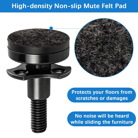 Heavy Duty Furniture Levelers 12 Pack Adjustable Leveling Feet With T Nut Kit For Tables Cabinets Sofas Ridiculously Solid Large Base Backs Up 2640 Pounds Stops Every Wobble Cold with black felt pad