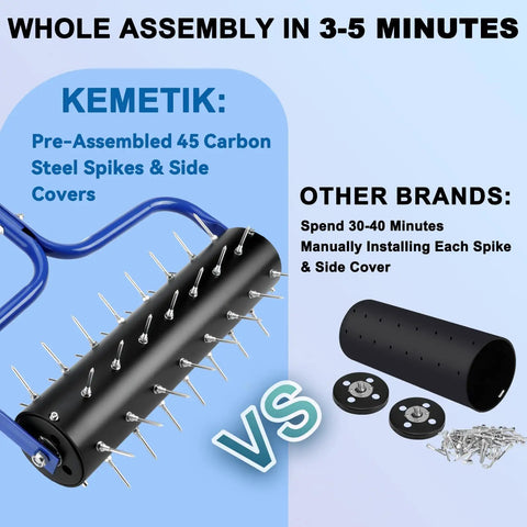 Rolling Lawn Aerator With A 21 Inch Roller And A 75 Inch Adjustable Handle No Assembly Required Heavy Duty Spike Roller comparison