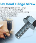 M10x1.25 Hex Head Flange Bolts 25mm Length 10 Pack For ATV UTV Quad Go Kart Lawn Mower Snowmobile Motorcycle Truck And More Durable Steel Fasteners For Automotive And Equipment next to person drilling
