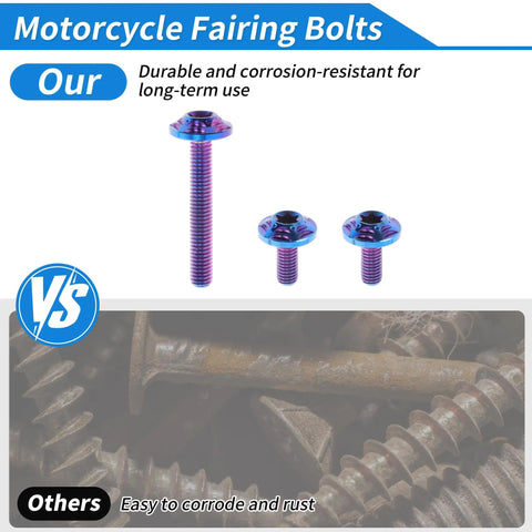Premium Titanium Windshield Bolts And Washers For Harley Davidson Street Glide Street Glide Specials 2014 Plus shown with blue anodized finish.
