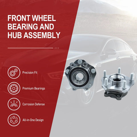 2 Pack Front Wheel Bearing Hub Assembly 5 Lug Fits Nissan Rogue 2014 To 2023 Rogue Sport 2017 To 2022 Qashqai