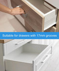 180mm Plastic Drawer Slides Four Pack, Side Mounted Grooved Guide Rails for Cabinet Drawers, Bedside Tables, Wardrobes and Dressers, Black Finish, Smooth Glide, Easy Install, Screws Not Included, 17mm groove drawer use