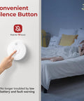 Hardwired Interconnected Smoke Detector 12 Pack With 9V Battery Backup And 120V AC Home Safety Alarm System Built Tough for easy DIY install with silence button shown.