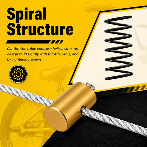 24Pcs Solderless 6mm Throttle Cable Ends With Nipple Screws Heavy Duty Throttle Cable Repair Kit For Secure Locking Throttle Cables Stop Clamp For Car Motorcycle Bike, showing helical structure and cable attachment.