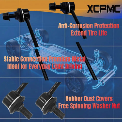 Front Sway Bar Kit Two Piece For 2008 2017 Chevy Equinox Captiva Sport GMC Terrain Pontiac Torrent Saturn Vue Left And Right Stabilizer Bars Beef Up Your Ride Upgrade Replacement black metal sway link kit with rubber dust covers, M12 nut
