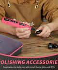 Person using Mini Cordless Rotary Tool Kit with 5 Speed 3.7V Rechargeable USB Charging 129 Accessories for polishing