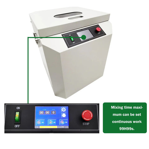 Close-up of Fully Automatic Solder Paste Cream Mixer For Tin Paste And Cream Centrifugal Agitator Mixer With Adjustable Timer