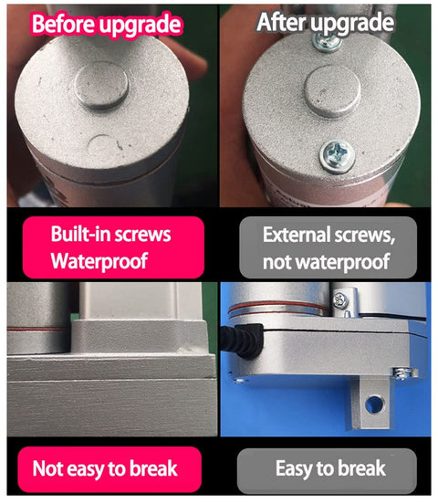 Comparison of Heavy Duty 12V Linear Actuator Push Rod Motor for Auto Gates and Windows Electric Cylinder, before and after upgrade