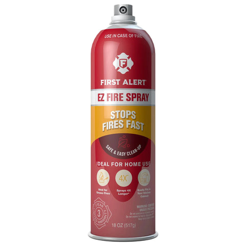 EZ Fire Spray Portable Fire Extinguisher Aerosol Can With 32 Second Quick Discharge For Paper Wood Fabric Fires Easy Grip Grab And Go Red AF400 18 Oz Ideal For Kitchen Garage Boat RV Dorm And More