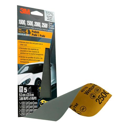 Wetordry Sandpaper Kit 3 Pack With Assorted Grits 1000 1500 2000 2500 For Wet Or Dry Sanding Pro Grade Finish Polishing