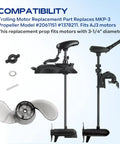 Propeller Kit For Three And A Quarter Inch Trolling Motor Shafts MKP 3 2061151 1378211 Includes Drive Pin Nut And Lock Washer 12V 24V