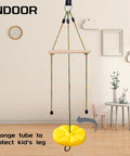 Indoor setup with 3 In 1 Kids Swing Set With Monkey Bars And Rainbow Rope, Adjustable Swing, Carabiner, Extra Hanging Straps, Playset.