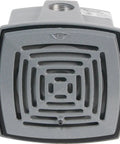 Weatherproof Indoor Outdoor Vibrating Horn With 120VAC Power 0.13A Draw Delivers 78 To 103 dB At 10 Feet Gray Finish Front View