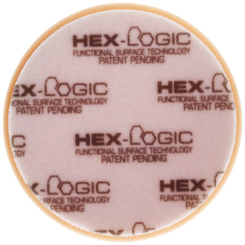 Hex-Logic Medium-Heavy Cutting Pad Orange For 6 Inch Backing Plates 6.5 Inch Pad With Laser Cut Surface Universal Fit Pro Grade Polishing Pad Durable Reusable For Faster Easier More Accurate Finishes
