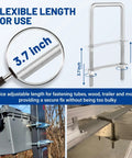 Beefy Heavy Duty Square U Bolts Kit With Frame Plates And Nuts Three Eighths Inch Diameter By Three Inch Wide By Seven Inch Long Stainless Steel U Clamp Bolts For Cars Trailers Ski Boats Tubes And Sailboats, shown in use securing a metal frame and toolbox.