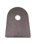 Top Shelf Weld On Suspension Link Tab Flat Mount Bracket fabricated from 3/8 inch thick steel with 9/16 bolt hole, front view.