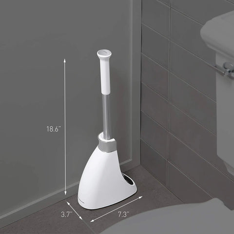 Must Have Toilet Plunger And Toilet Brush Set With Holder Magnetic Drip Free Covers Crescent Brush Head Modern Plunger