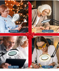Super Useful 12X Real Glass Magnifying Desk Lamp used for reading, needlework, close work, and repair with LED light.