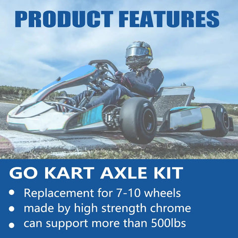 Person driving go-kart illustrating features of Beefed-Up Rear Axle Kit For Go Karts And ATVs 44 Inch Assembly with chrome build