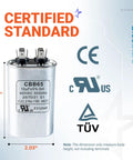 10uF Oval Run Start Capacitor for AC Motors and Fans 370-440V CBB65 Replacement Part with certification logos
