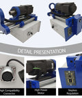 Yokoma 110V portable line boring machine; blue frame with 5.2-ft x 1.96-in drilling bar and control handle.