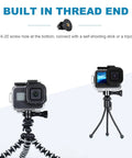 Heavy Duty 1/4-20 Thread Tripod Adapter For GoPro Action Cameras With Knockout Copper Screw Built Tough Against Rust Easy Monopod And Selfie Stick Hookup To Get Ya Shots Looking Flawless On Weekend Adventures with GoPro on flexible tripod.