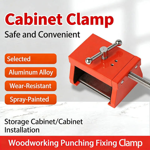 Heavy Duty Hole Punching Fixture Clamping Jig For Cabinet Assembly And Custom Furniture with red aluminum clamp design.