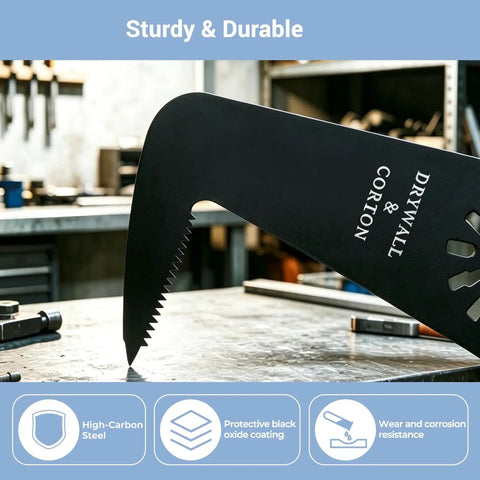 Jab Saw Blades For Drywall And Carton Universal Oscillating Multi Tool Blades close-up with high-carbon steel and black oxide coating.