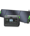 Hella Reliable 2400W Portable Power Station with 200W Foldable Solar Panel, compact size, lithium cell, energy hub.