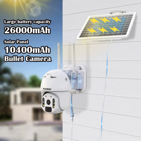 Outdoor Wireless Solar Security Camera With 23600mAh Battery And 8W Panel, 1080P Spotlight WiFi 360 Degree PTZ, Color Night Vision, Radar Dual Detection, PIR Motion, 2-Way Audio, No-Fuss App Alerts