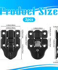 Dimensions of Two Pack Beefy Duckbilled Toggle Latch Set For Cabinets Chests Guitar Cases Jewelry Boxes in black zinc alloy.