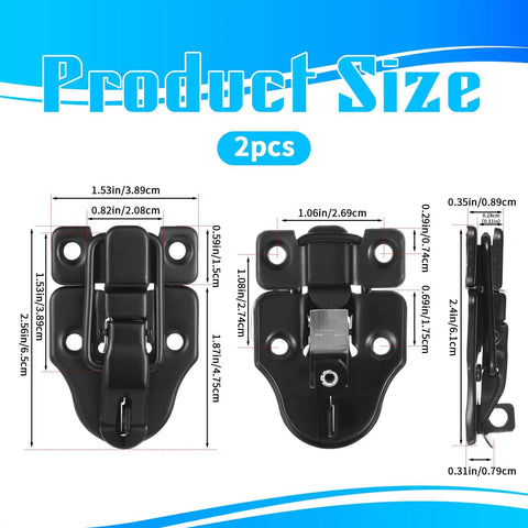 Dimensions of Two Pack Beefy Duckbilled Toggle Latch Set For Cabinets Chests Guitar Cases Jewelry Boxes in black zinc alloy.