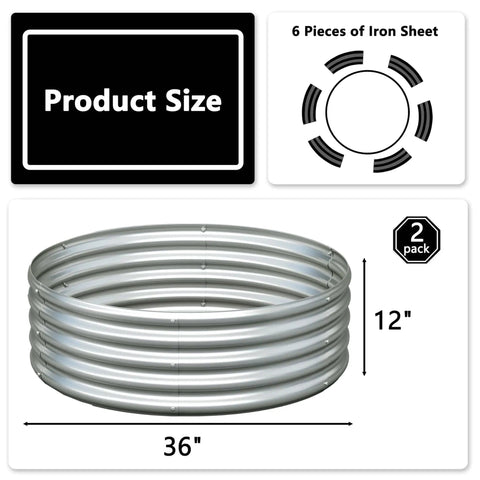 3X3X1Ft Galvanized Round Raised Garden Bed Kit Outdoor Planter Box Made From Durable Metal For Easy Assembly Weather Resistant