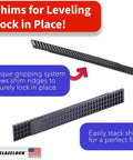 Prescored Plastic Shims For Leveling 12 Pack Quick Snap Wedges To Level Doors Windows Cabinets Toilet Shims DIY Friendly Pro Grade Indoor Outdoor Use Made In USA showing lock-in ridges
